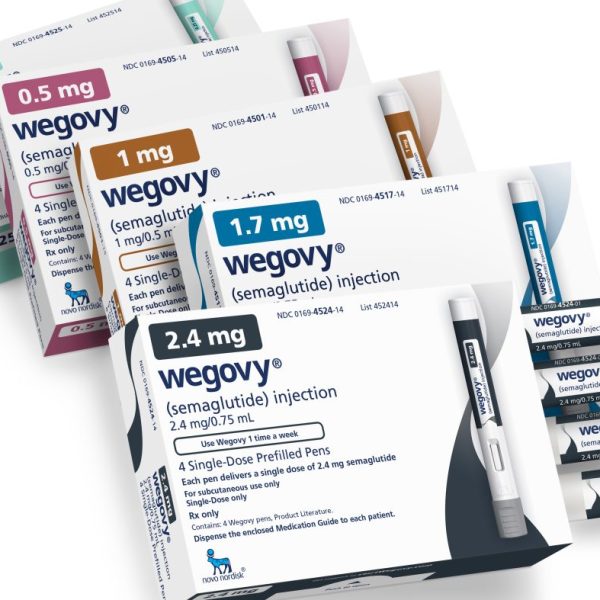 This image provided by Novo Nordisk in January 2023, shows packaging for the company's Wegovy medication. According to a study published Saturday, Nov. 11, 2023, in the New England Journal of Medicine, the popular weight-loss drug reduced the risk of serious heart problems by 20%, and could change the way doctors treat certain heart patients. (Novo Nordisk via AP)